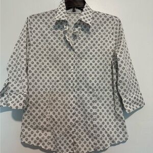 Amina Rubinacci Women's Collared Button Up  Blouse Striped Size 46 (Chest-34'')